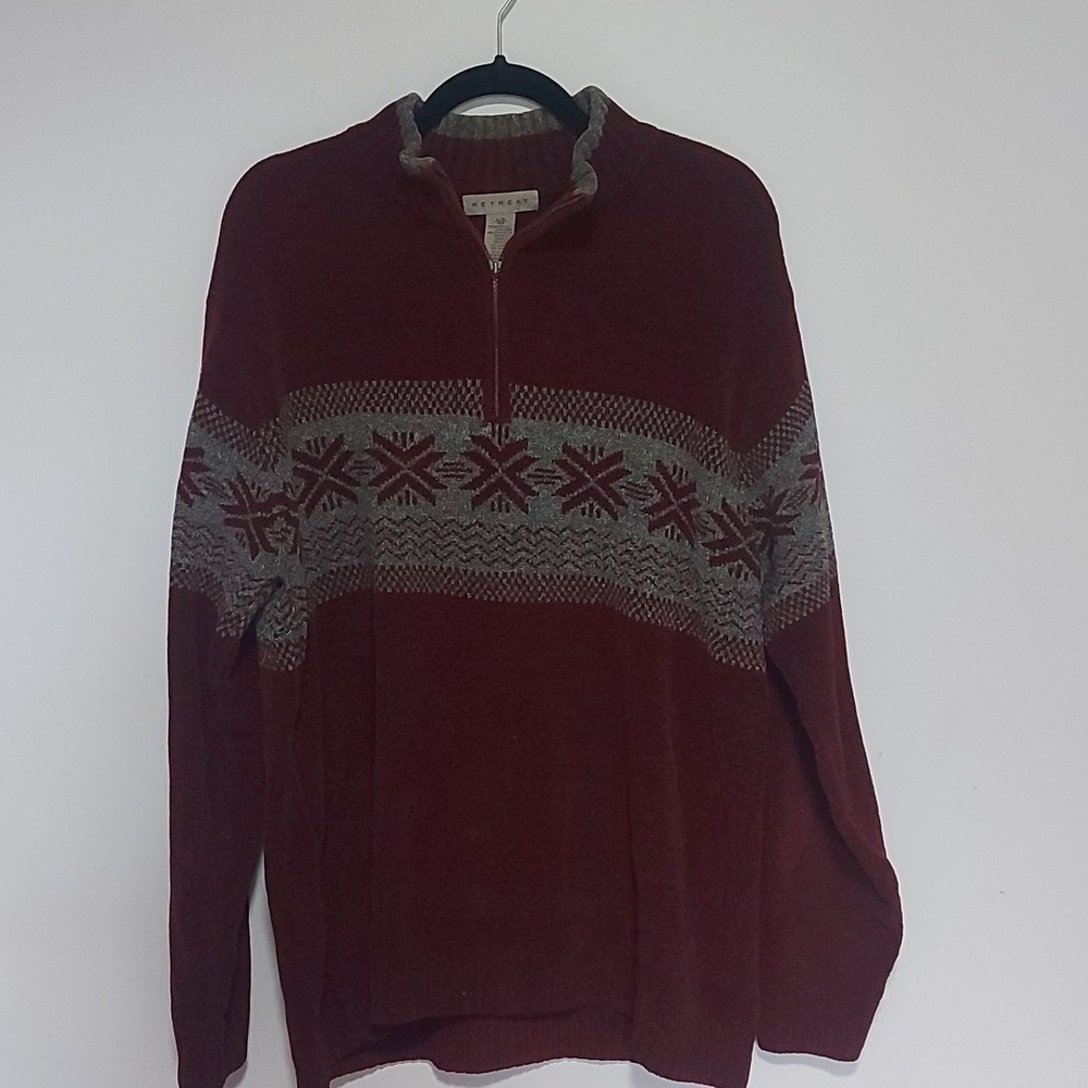 Retreat christmas dress up 1/4 zip sweater large red